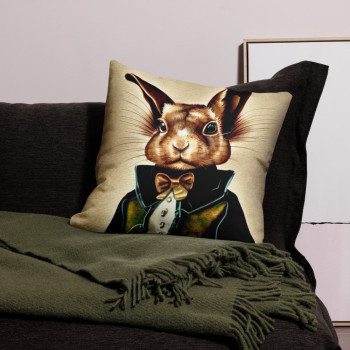 Elegant Rabbit - Coussin Steampunk Premium