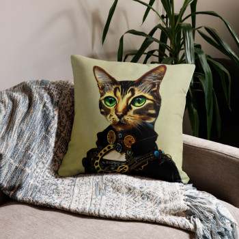 Elegant Kitty - Premium steampunk pillow