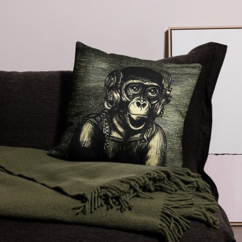 Cyberpunk Monkey - Premium steampunk pillow