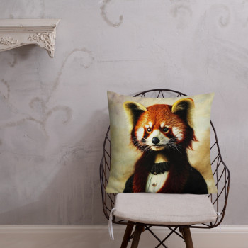 Elegant Red Panda - Premium steampunk pillow