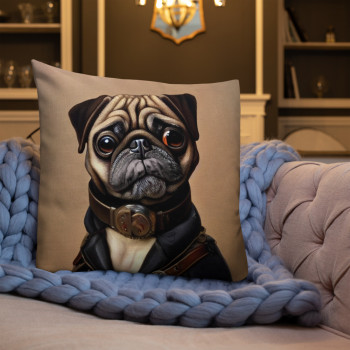 Elegant Pug - Coussin Carlin Steampunk Premium